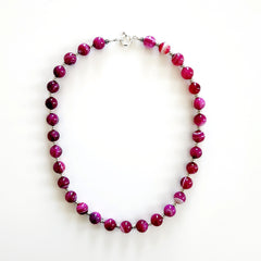 0--FUCHSIA STRIPE AGATE NECKLACE-18"