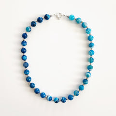 0--BLUE STRIPE AGATE NECKLACE-18"