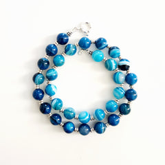 0--BLUE STRIPE AGATE NECKLACE-18"