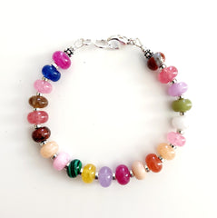 MIXED GEMSTONE BRACELET IN CANDY COLORS-7"