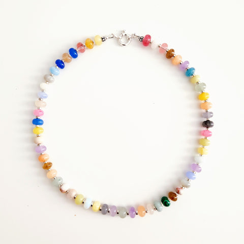 0--"JELLYBEAN" MIXED GEMSTONE NECKLACE-16"