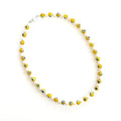 0--MILLEFIORI YELLOW BEAD NECKLACE-19"