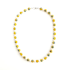 0--MILLEFIORI YELLOW BEAD NECKLACE-19"