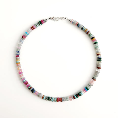 0--MIXED MINI GEMSTONE NECKLACE-16"