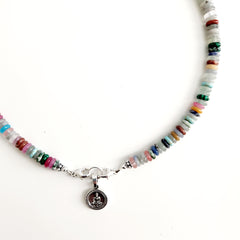 0--MIXED MINI GEMSTONE NECKLACE W/ MINI 925 BUDDHA CHARM-16"