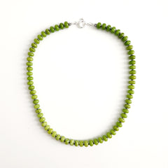 0--GREEN COLOR JADE NECKLACE--18IN