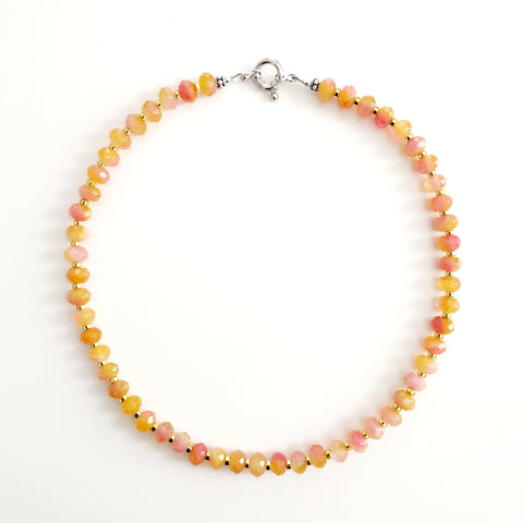 PINK ORANGE JADE NECKLACE--16"