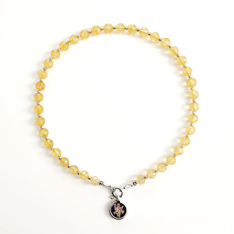0--CITRINE NECKLACE W/ MINI GANESH PENDANT--16"