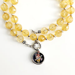 0--CITRINE NECKLACE W/ MINI GANESH PENDANT--16"