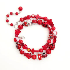 0--MIXED WHIMSIES IN RED NECKLACE-16"