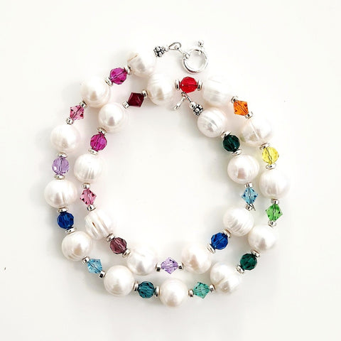 0--CRYSTAL PERSUASION PEARL & CRYSTAL NECKLACE-18"