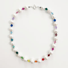 0--CRYSTAL PERSUASION PEARL & CRYSTAL NECKLACE-18"