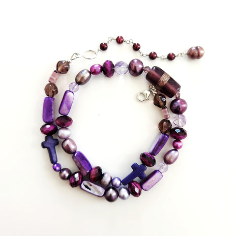 MIXED WHIMSIES IN PURPLE NECKLACE-16"