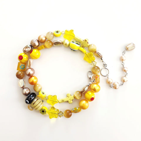 MIXED WHIMSIES IN YELLOW NECKLACE-16"