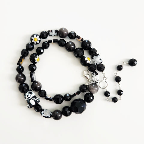 MIXED WHIMSIES IN BLACK NECKLACE-16"