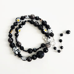 0--MIXED WHIMSIES IN BLACK NECKLACE-16"