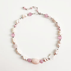 0--KOKO KAI LIGHT PINK MIX BEADED NECKLACE-16"