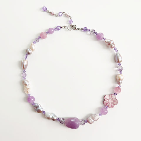 0--KOKO KAI LAVENDER MIX BEADED NECKLACE-16"