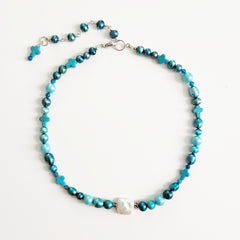 0--KOKO KAI TURQUOISE COLORED PEARL MIX NECKLACE-16"