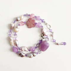 0--KOKO KAI LAVENDER MIX BEADED NECKLACE-16"