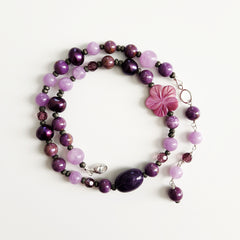 0--KOKO KAI PURPLE MIX BEADED NECKLACE-16"