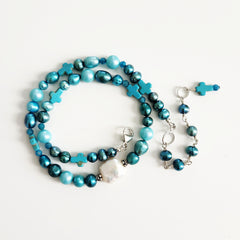 0--KOKO KAI TURQUOISE COLORED PEARL MIX NECKLACE-16"