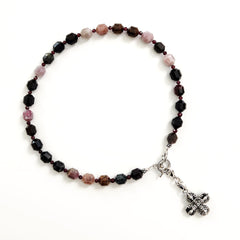 TOURMALINE NECKLACE WITH 925 DOUBLE DORJE CROSS