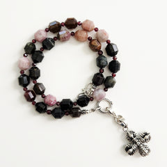 TOURMALINE NECKLACE WITH 925 DOUBLE DORJE CROSS