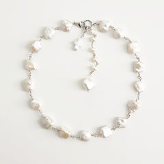 WHITE BAROQUE PEARL NECKLACE-17"