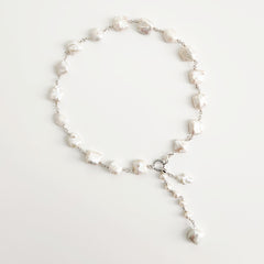 WHITE BAROQUE PEARL NECKLACE-17"