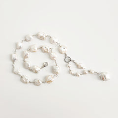 WHITE BAROQUE PEARL NECKLACE-17"