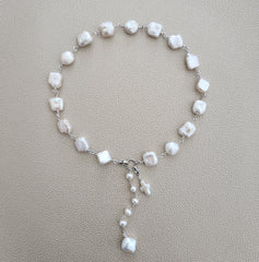 WHITE BAROQUE PEARL NECKLACE-17"