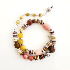 PUKA MOOKAITE JASPER & MIXED AGATE NECKLACE-16IN