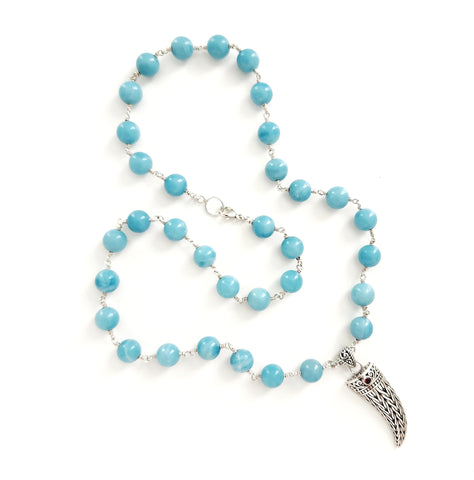 AMAZONITE NECKLACE WITH CLAW PENDANT-25"