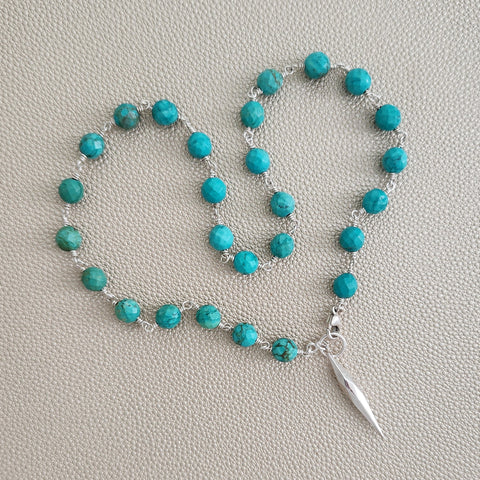 TURQUOISE NECKLACE WITH SPIKE PENDANT-18"