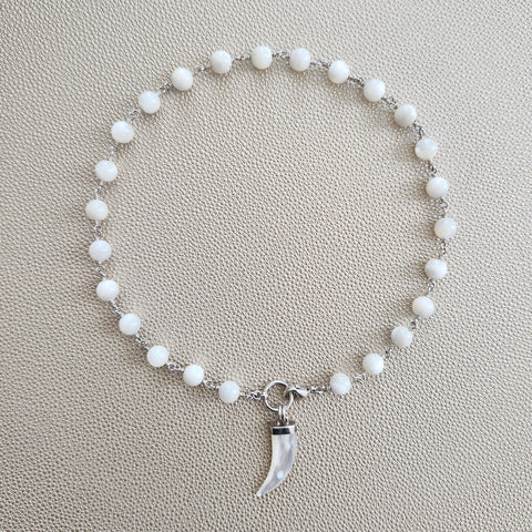 MOTHER OF PEARL (8MM) NECKLACE WITH MOP PENDANT-16"