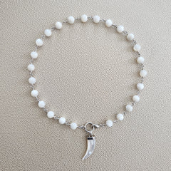 MOTHER OF PEARL (8MM) NECKLACE WITH MOP PENDANT-16"