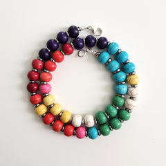 0--GURI GURI MULTI COLOR BEADED NECKLACE--18"