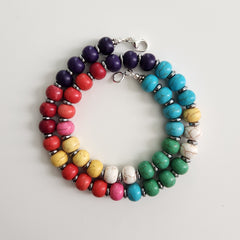 0--GURI GURI MULTI COLOR BEADED NECKLACE--18"
