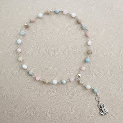 MORGANITE NECKLACE WITH 925 SILVER BUDDHA-19"