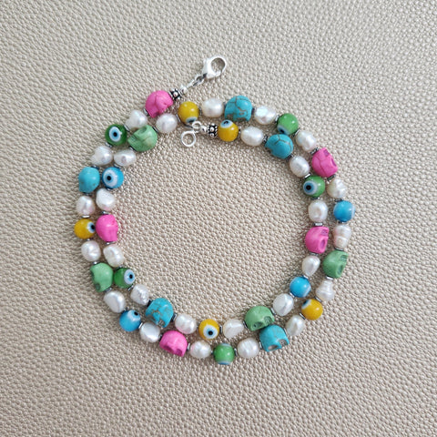 0--MINI SKULL & EYE NECKLACE--18"