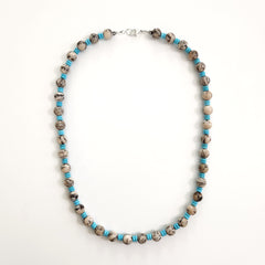 ZEBRAS LOVE TURQUOISE BEADED NECKLACE--24"