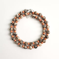 ZEBRAS LOVE ORANGE BEADED NECKLACE--24"