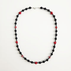 RED EYES & RED SKULLS BEADED NECKLACE--24"