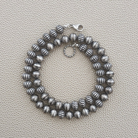 SOUTHWEST 925 SILVER BEAD NECKLACE-16"
