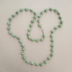 GREEN COLORED SKULL BEAD NECKLACE-37"