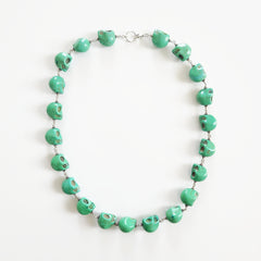 GREEN COLORED SKULL BEAD NECKLACE-24"