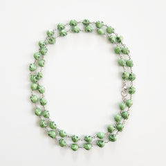 GREEN COLORED SKULL BEAD NECKLACE-37"