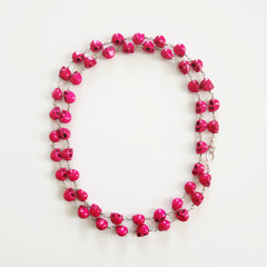 HOT PINK SKULL BEAD NECKLACE-36"