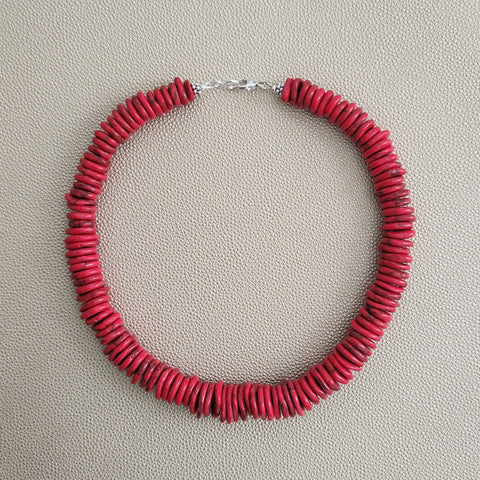 RED DISC NECKLACE--17"